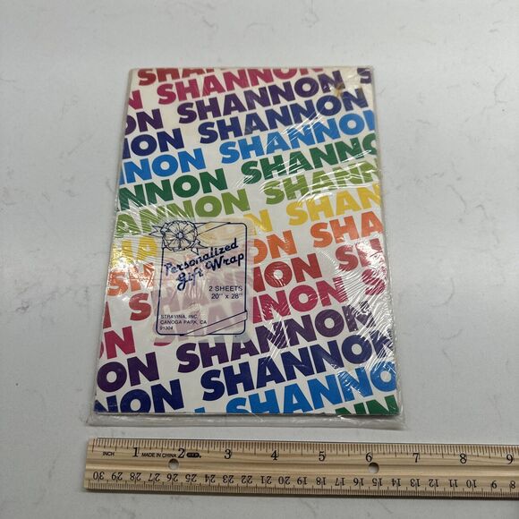 Vintage 80s NIP Stravina Personalized Name SHANNON Gift Wrap Rainbow - Picture 11 of 11